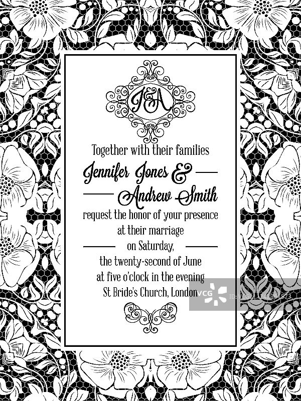 优雅的花卉漩涡花边图案华丽框架图片素材