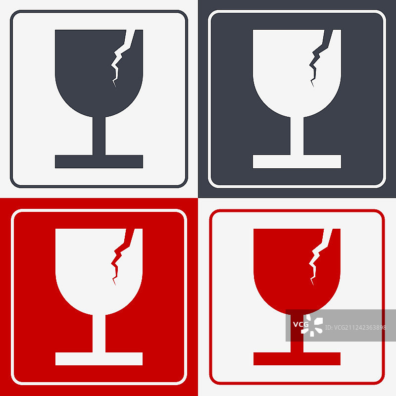 四个易碎品图标符号图片素材