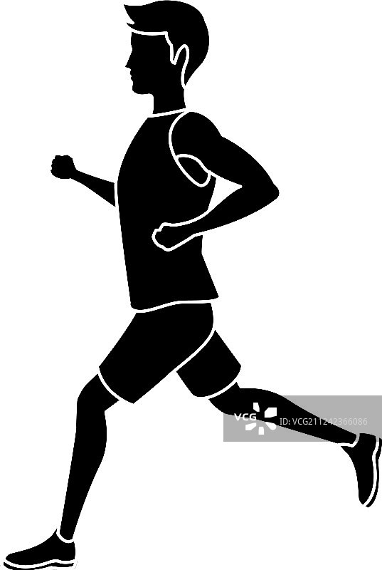 穿运动服跑步的男人侧面轮廓图片素材