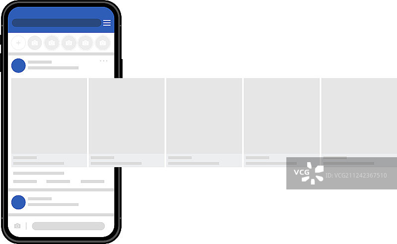 带有界面轮播帖子的智能手机图片素材