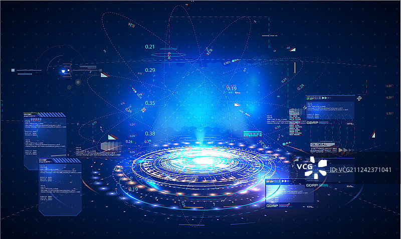 未来感全息抬头显示器UI布局图片素材