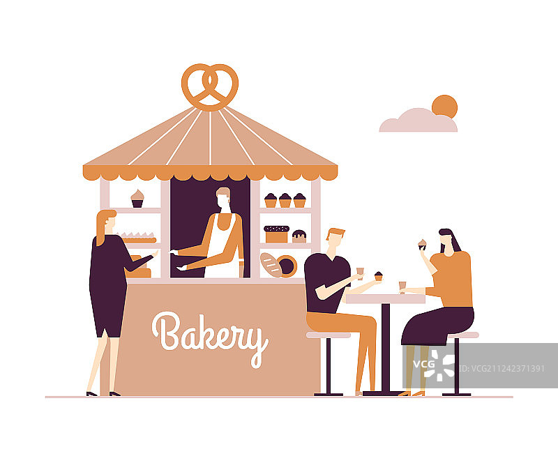 现代扁平风格面包店设计图片素材