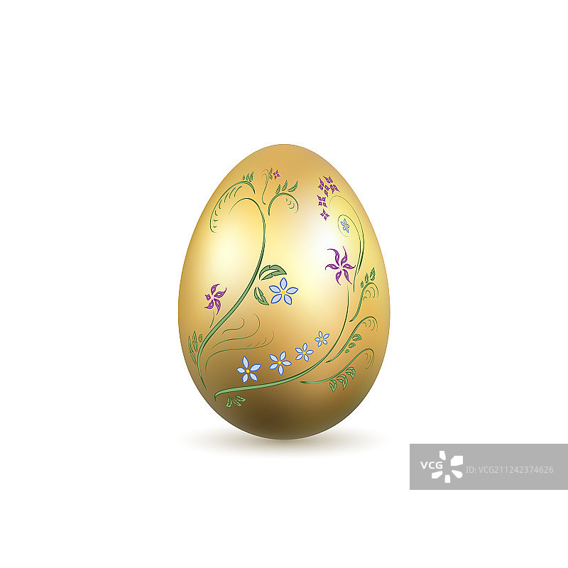 3D复活节彩蛋金色图标图片素材