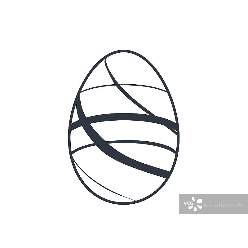 黑色复活节彩蛋图标，白色背景图片素材