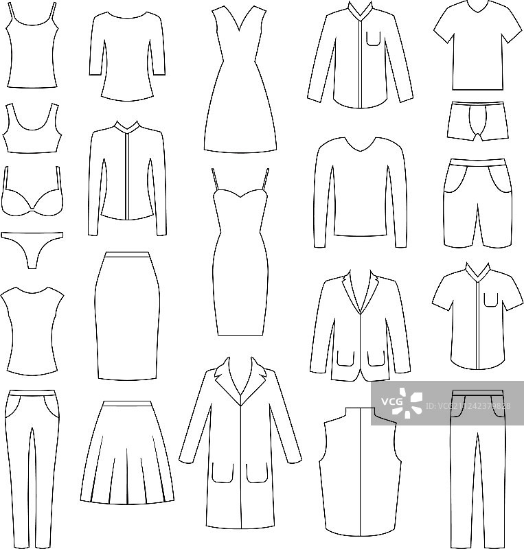 男女服装图标套装图片素材