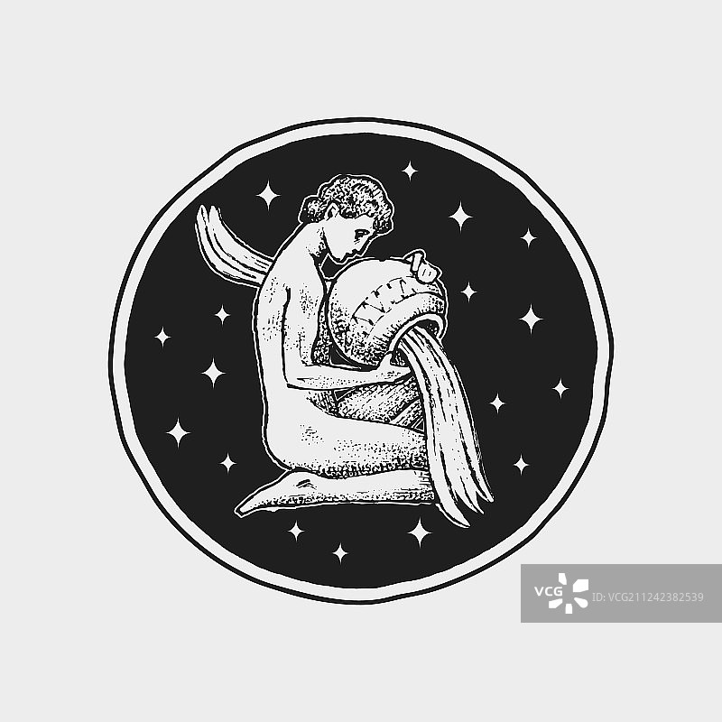 带有占星术的水瓶座图标图片素材