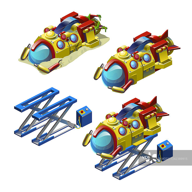 研究潜艇的维修和发射图片素材