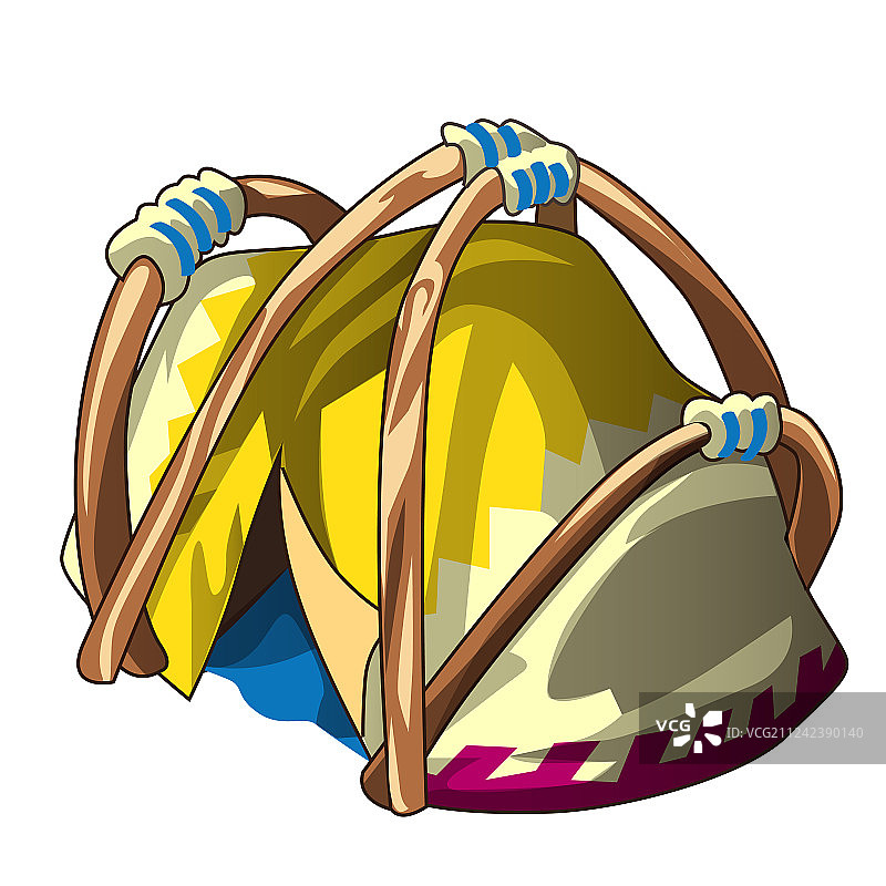 带木制保护拱的独立白色帐篷图片素材