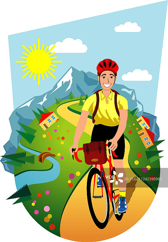 山路上的自行车骑行者图片素材