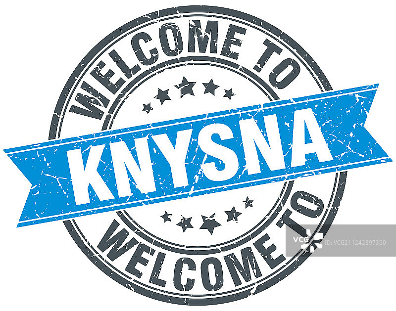 欢迎来到克尼斯纳蓝色复古圆形印章图片素材