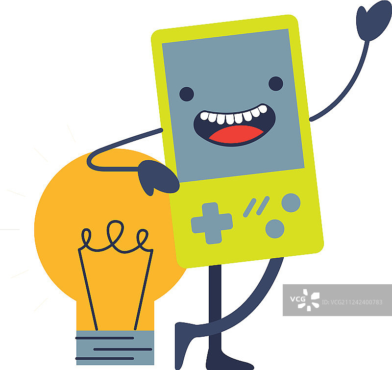 带灯泡的可爱便携式游戏机图片素材