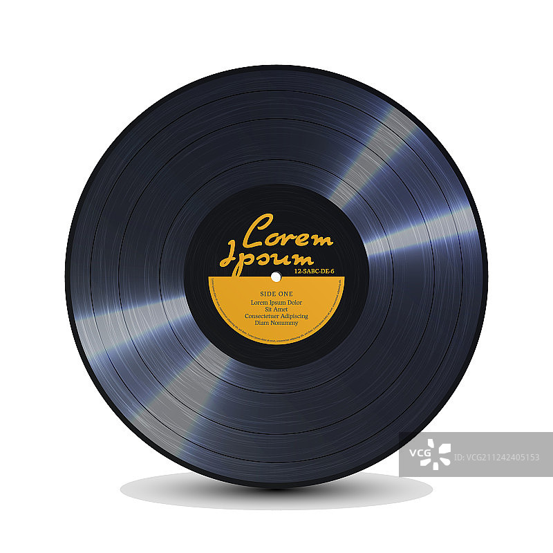 带有光亮凹槽的复古黑胶唱片图片素材