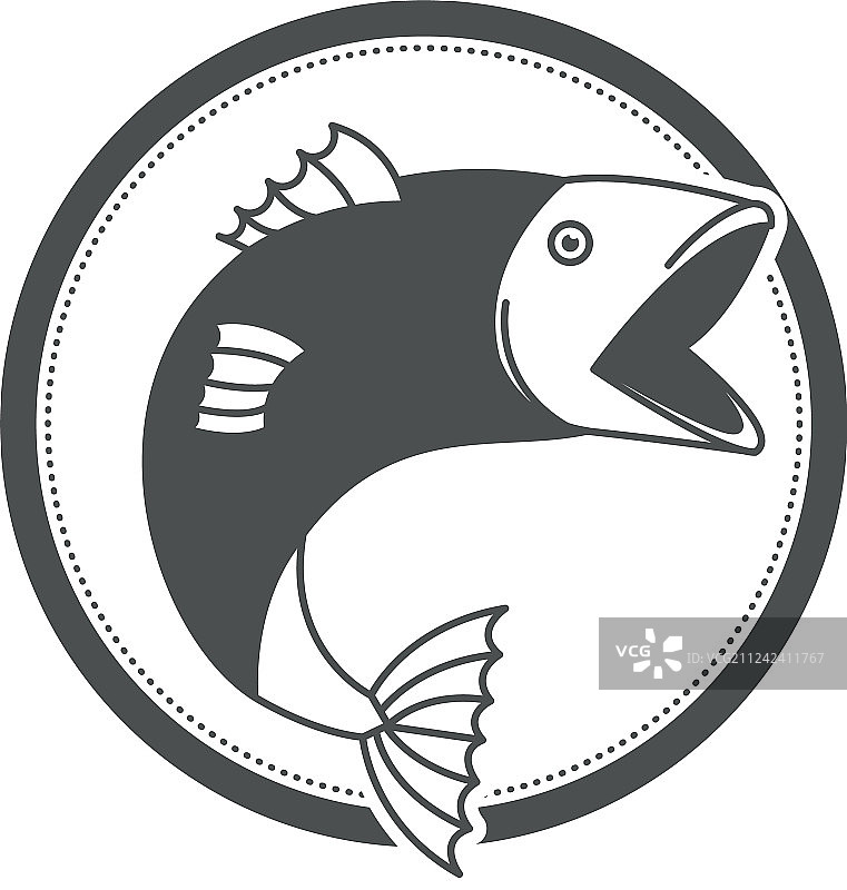 鱼形单色剪影圆形标志图片素材