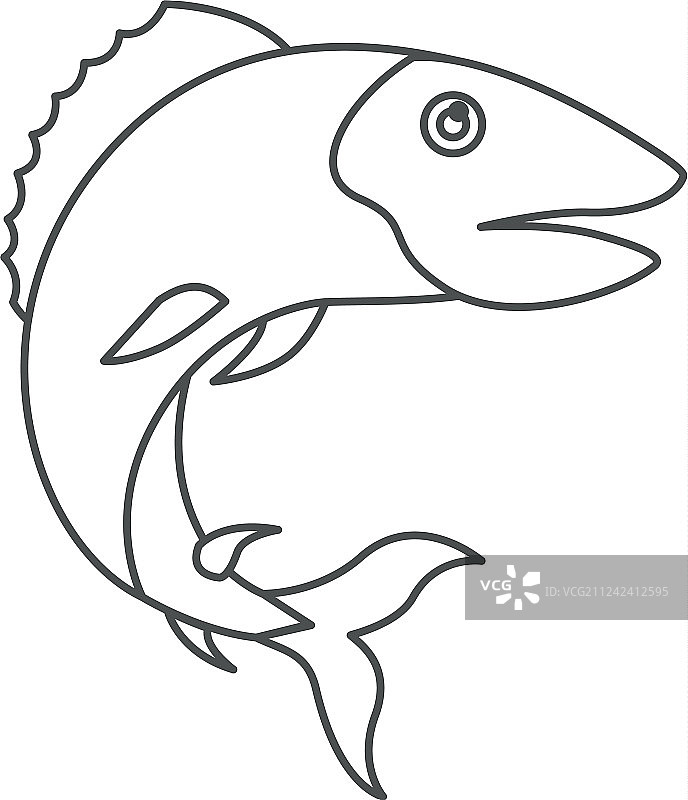 鳟鱼轮廓素描图片素材