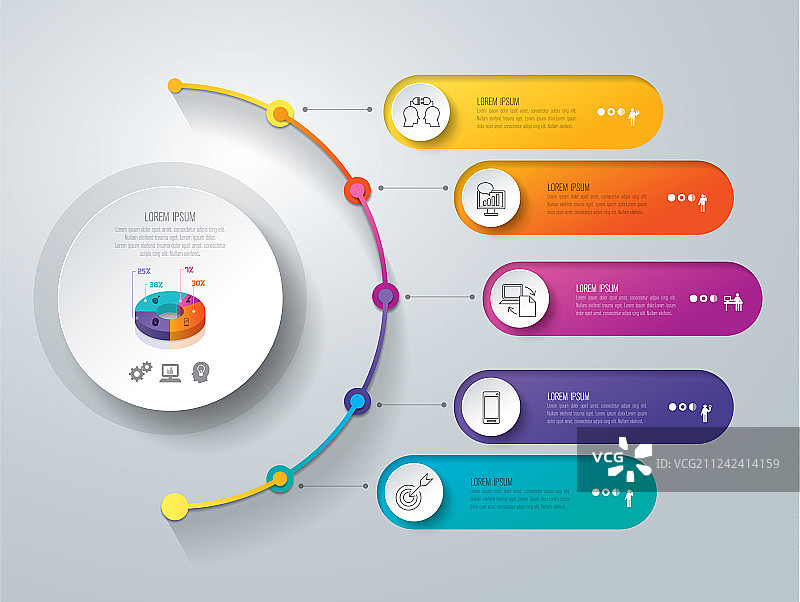 5选项时间轴信息图设计图片素材