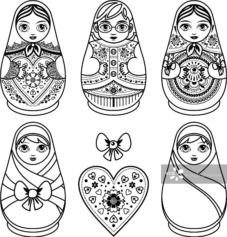 俄罗斯套娃套装图片素材