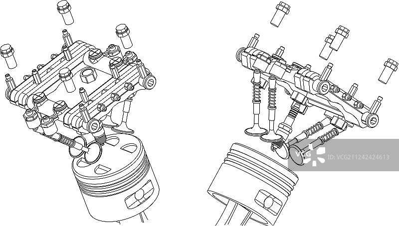 火花塞阀门活塞白底图图片素材