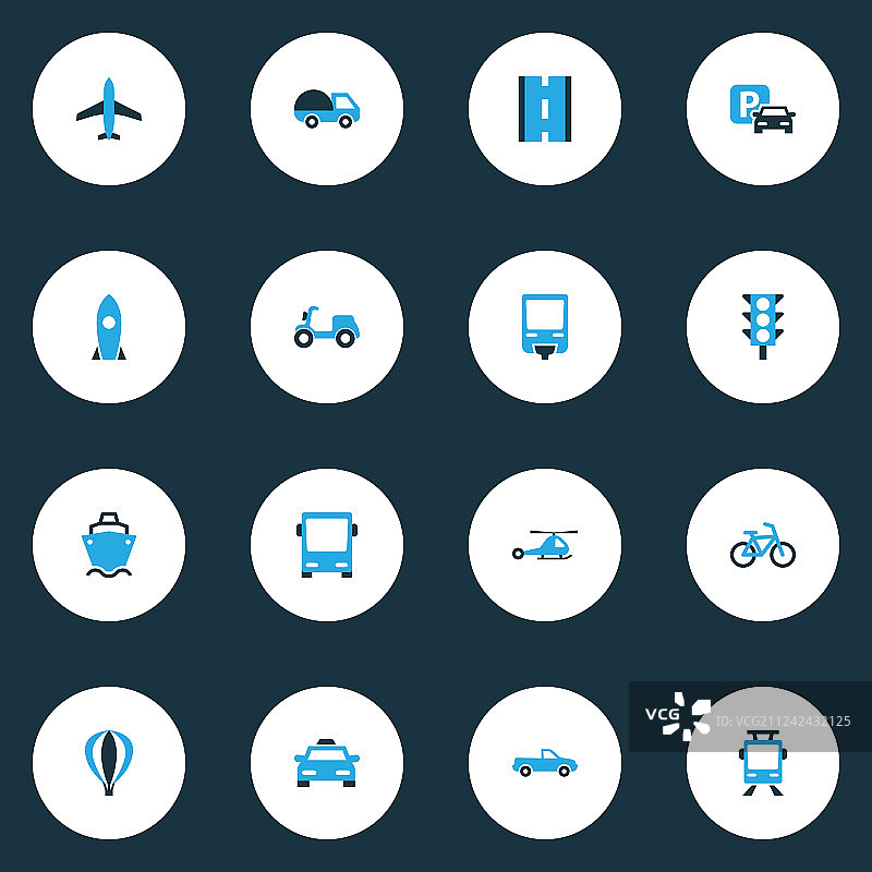 彩色货运图标集图片素材