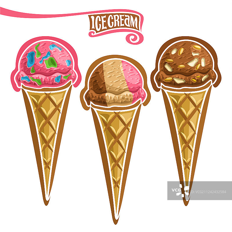 蛋卷冰淇淋套装图片素材