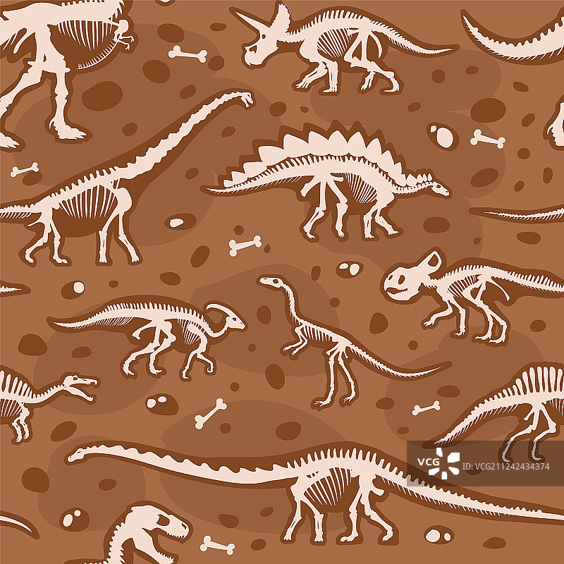 侏罗纪恐龙骨骼无缝图案图片素材