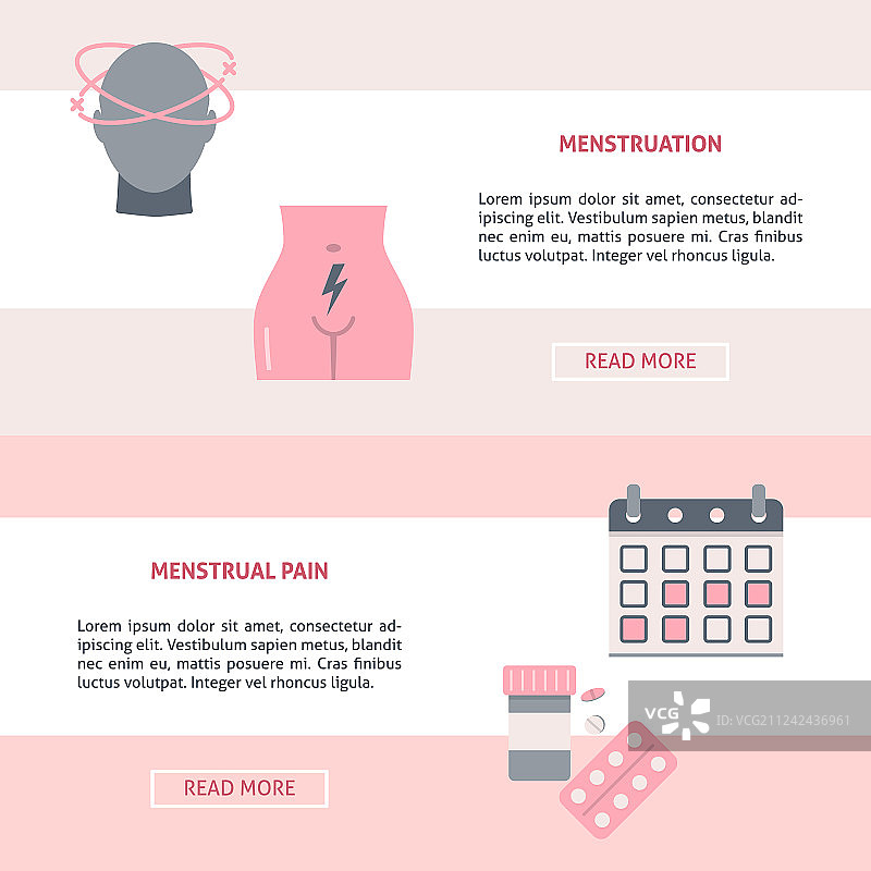 扁平风格的月经概念宣传单模板图片素材