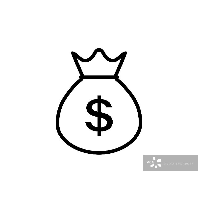 钱袋线条图标美元货币符号图片素材