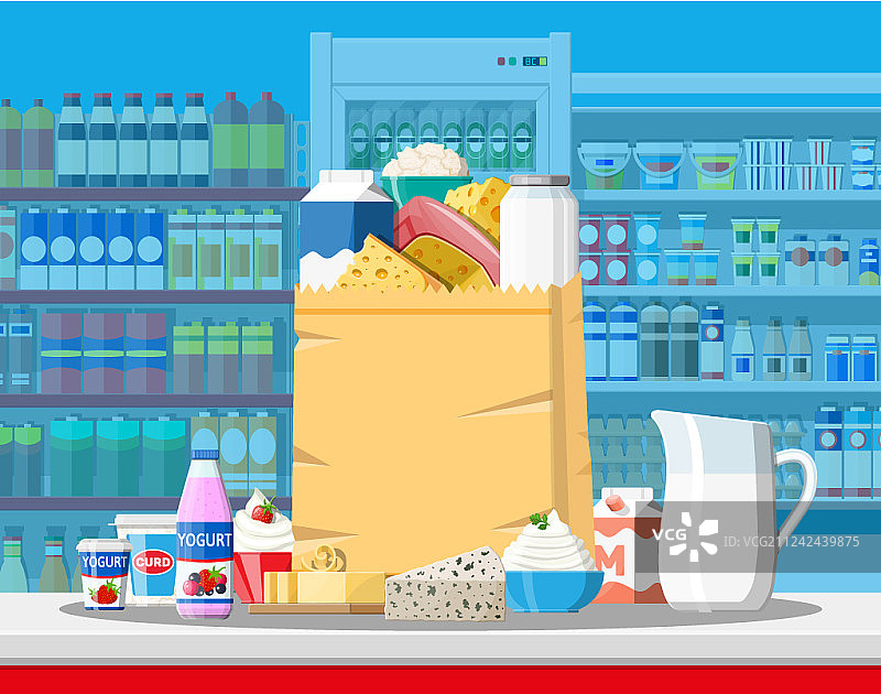 超市牛奶柜台图片素材