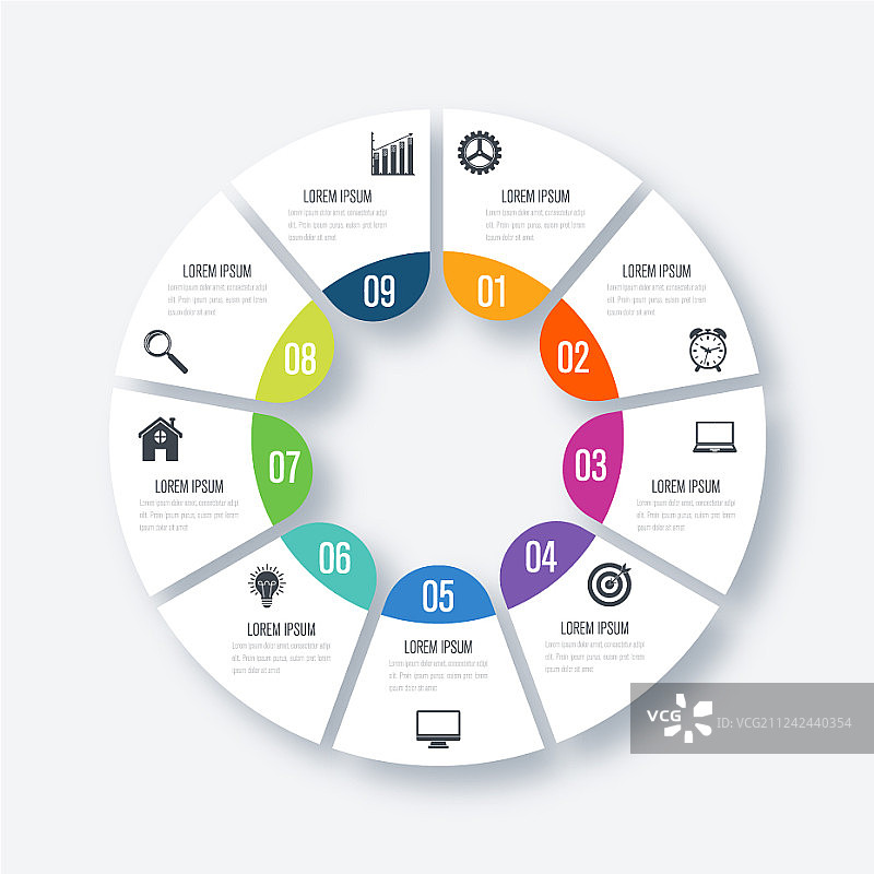 信息图模板9选项与圆图片素材