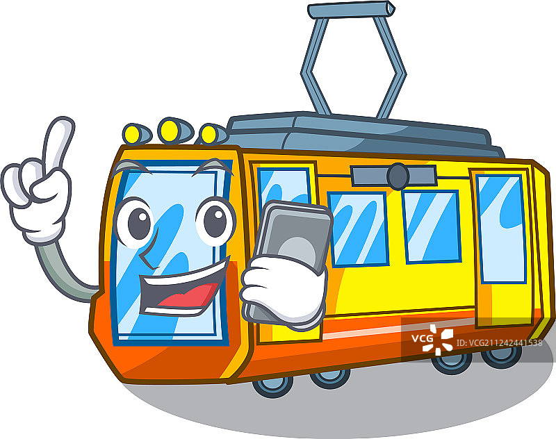 卡通造型电动火车手机图片素材