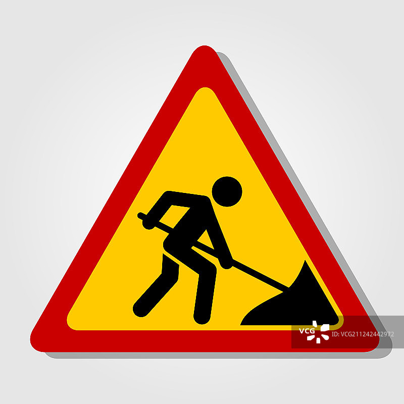 前方道路施工标志图片素材