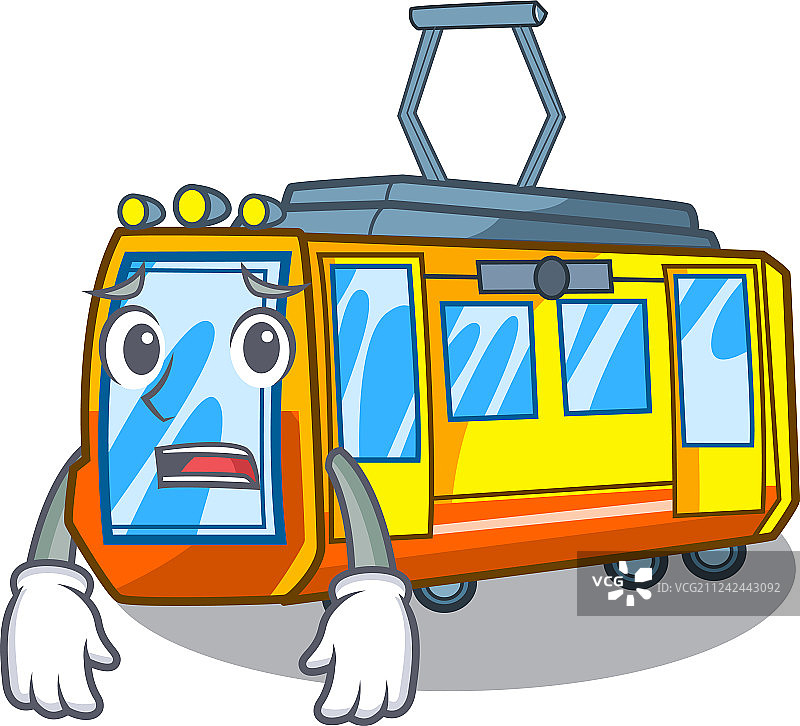 害怕的电动火车玩具形状吉祥物图片素材