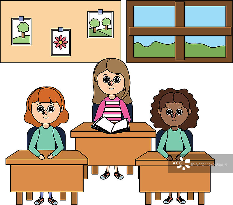 卡通女学生图片素材