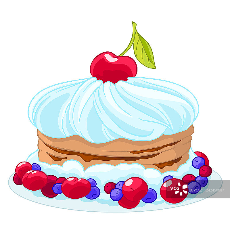 带搅打奶油的卡通蛋糕图标图片素材