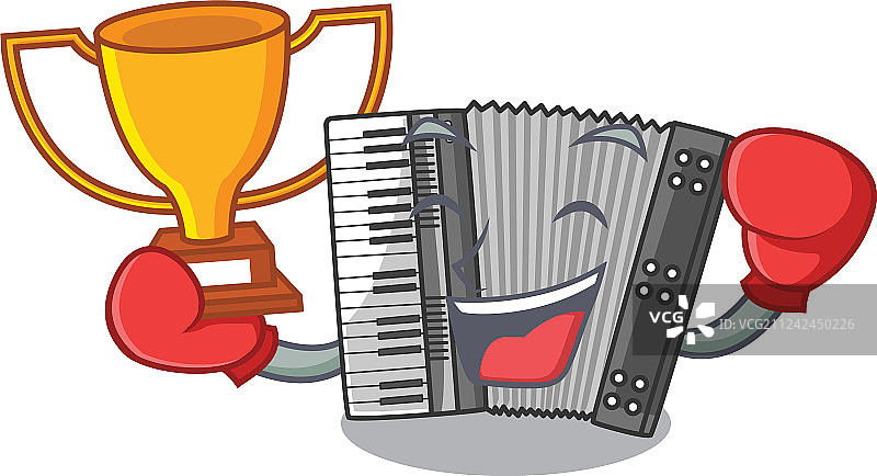 与手风琴隔离的拳击获胜者图片素材