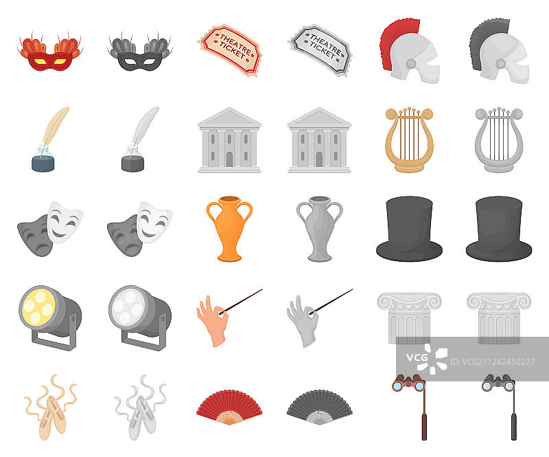 戏剧艺术单色图标集图片素材