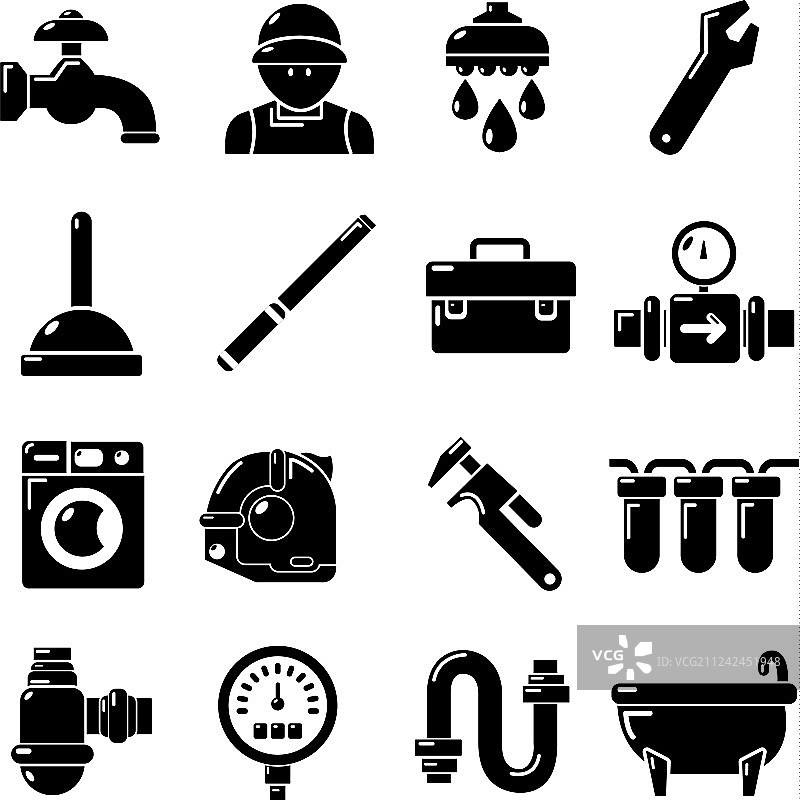 水管工符号图标简约风格合集图片素材
