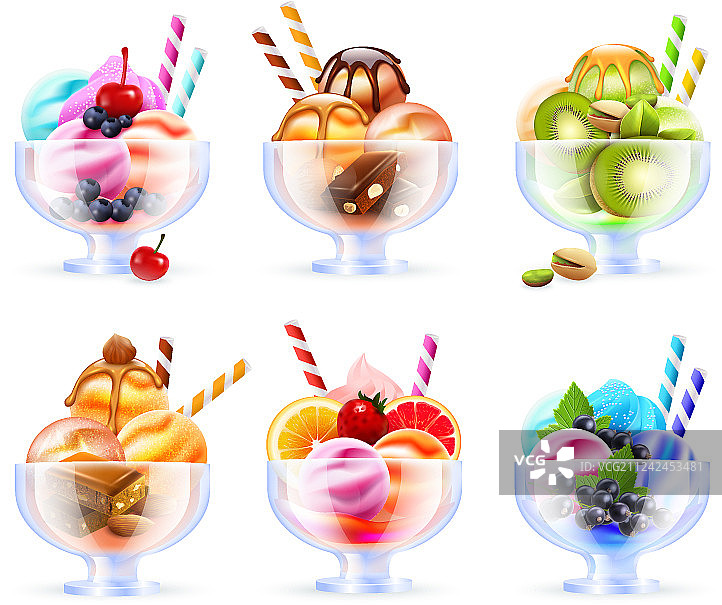 冰果饮冰淇淋玻璃杯套装图片素材