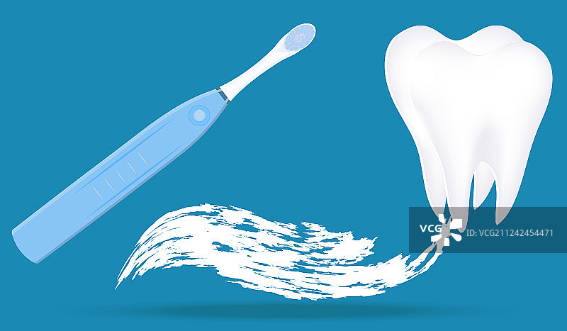 电动牙刷蓝色背景图片素材