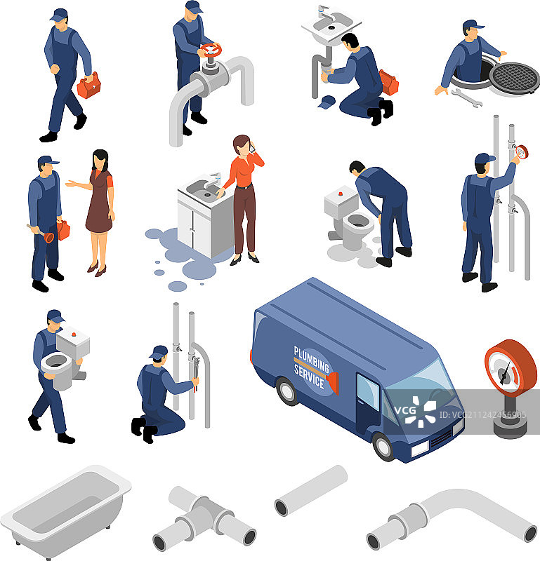 水管工2.5D图标合集图片素材