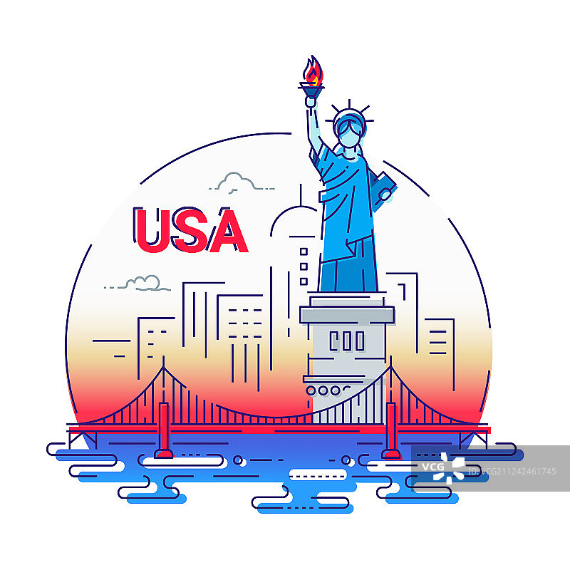 美国现代线条旅行图片素材