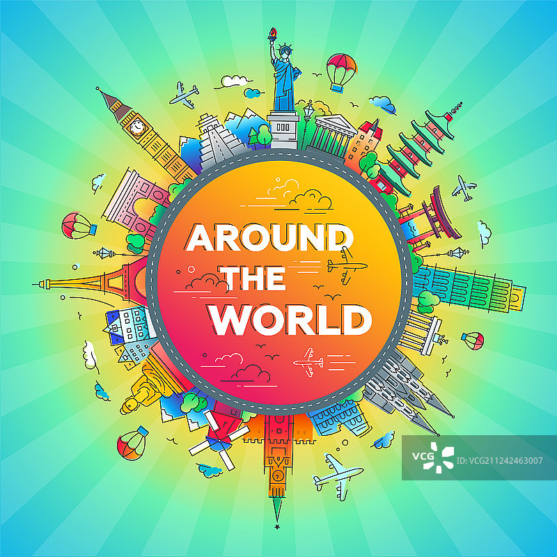 环球旅行扁平设计图片素材