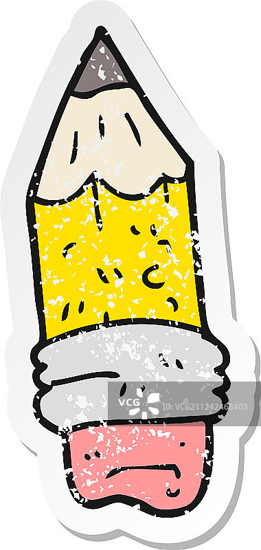 卡通铅笔头复古风贴纸图片素材