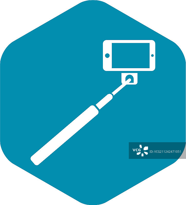 自拍杆和智能手机简约图标图片素材