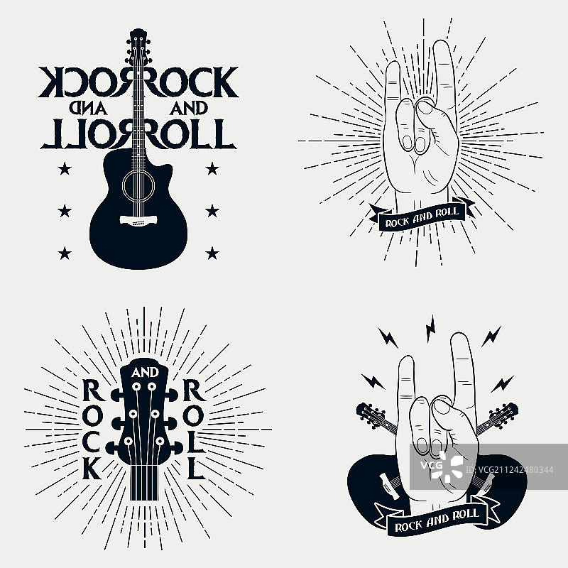 摇滚风格T恤印花图案集合图片素材