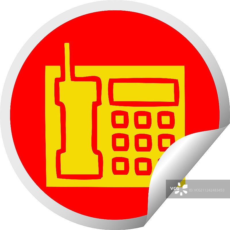 电话卡通圆形贴纸图片素材