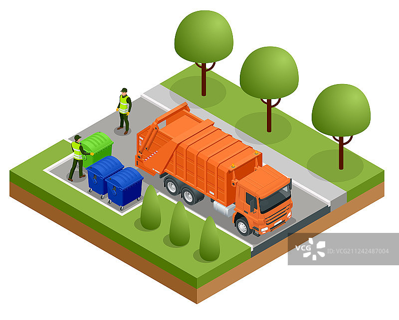 2.5D城市垃圾车或回收车图片素材