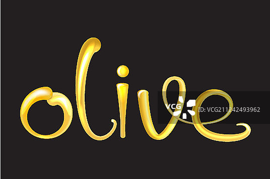 3D光泽橄榄油液体文字图片素材
