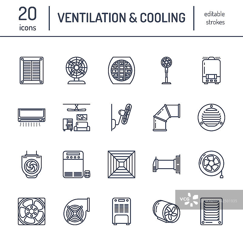 通风设备线性图标：空调图片素材