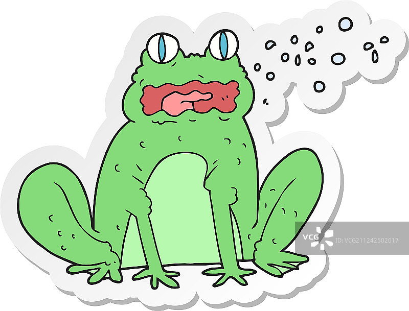 卡通打嗝的青蛙贴纸图片素材