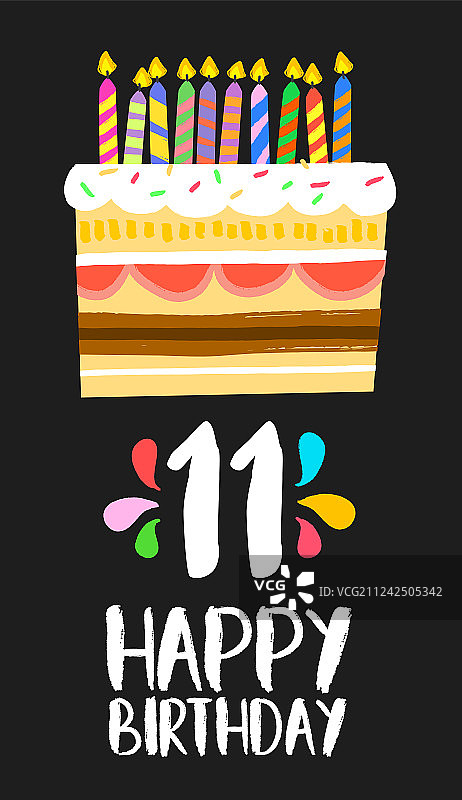 11岁生日蛋糕贺卡图片素材